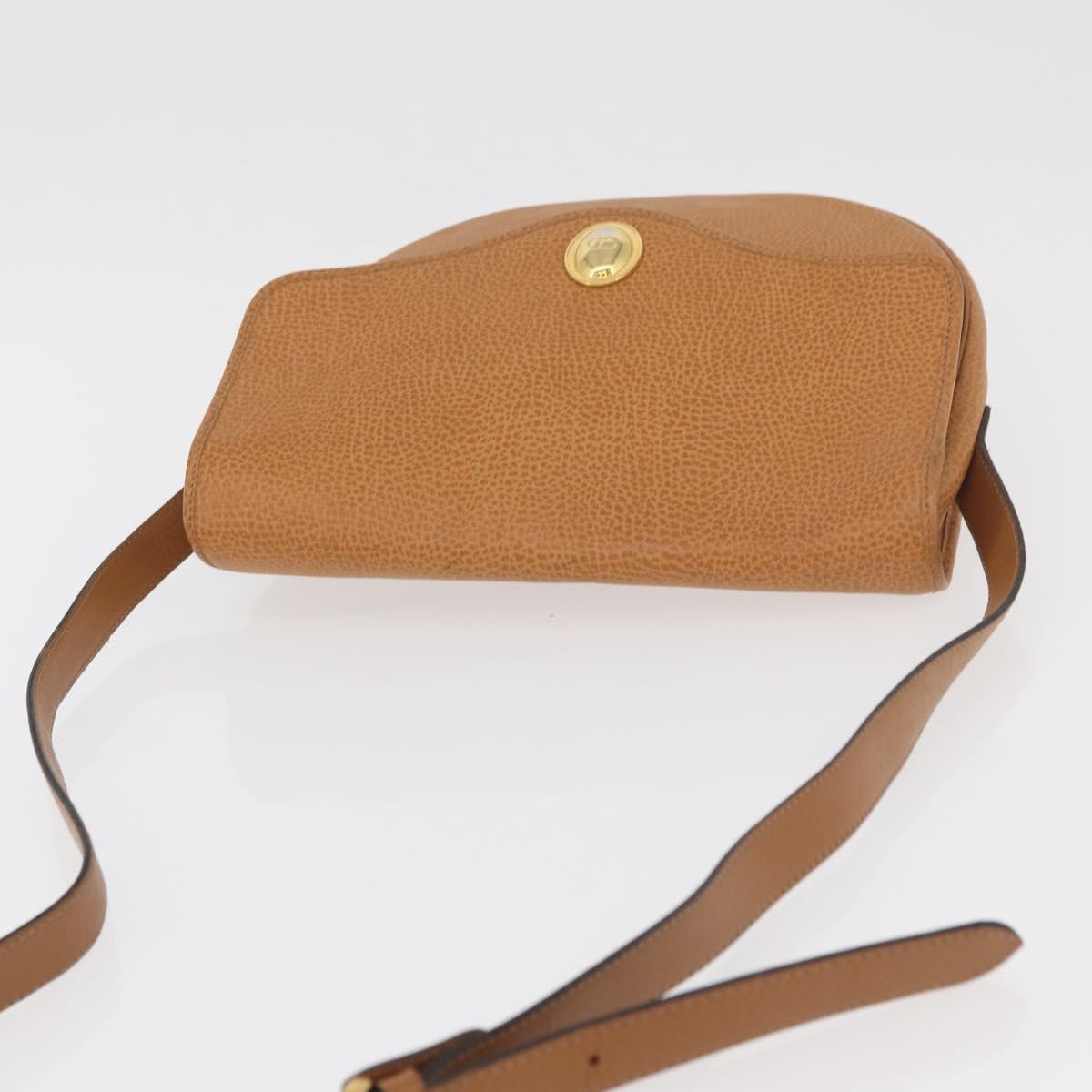 Christian Dior Shoulder Bag Leather Beige Gold Auth 180011