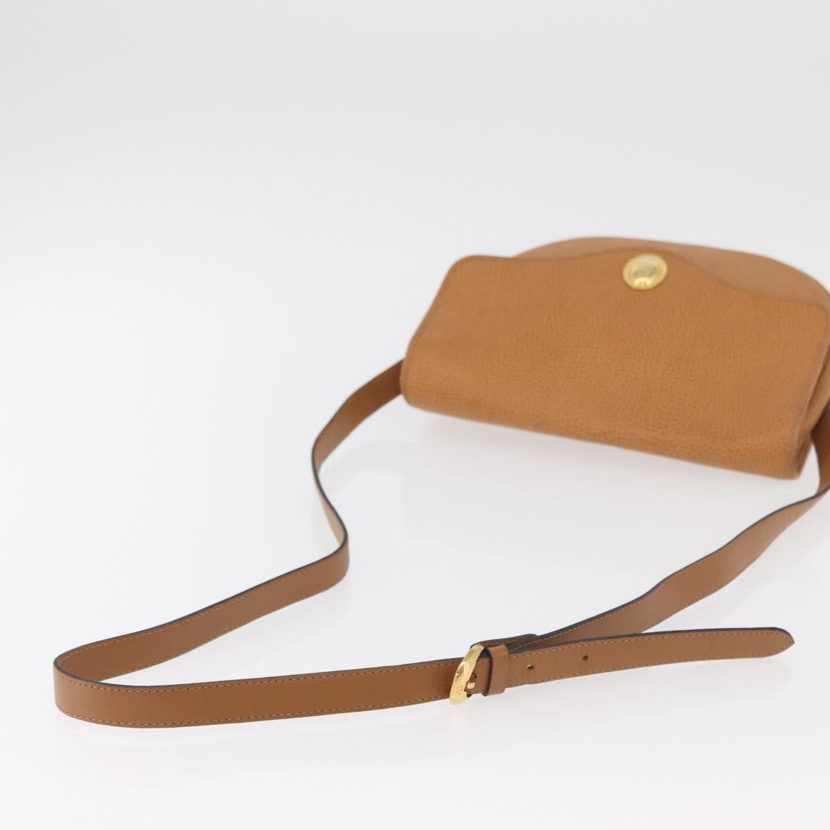 Christian Dior Shoulder Bag Leather Beige Gold Auth 180011
