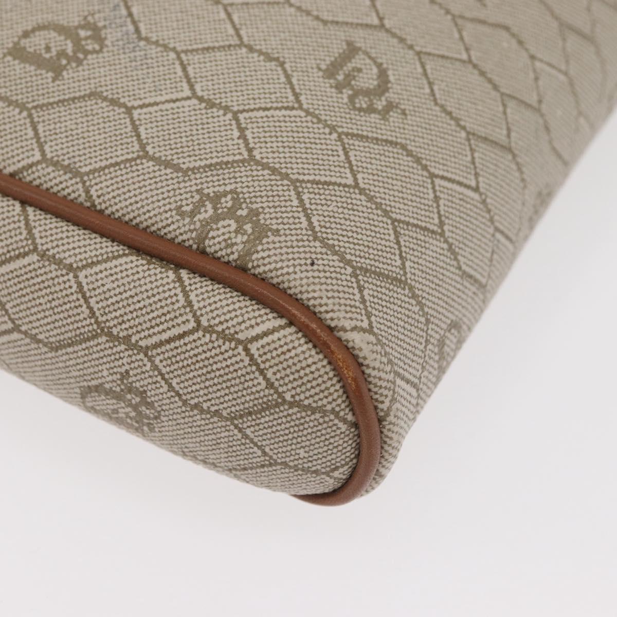 Christian Dior Honeycomb Canvas Shoulder Bag PVC Beige Gold Auth 180013A