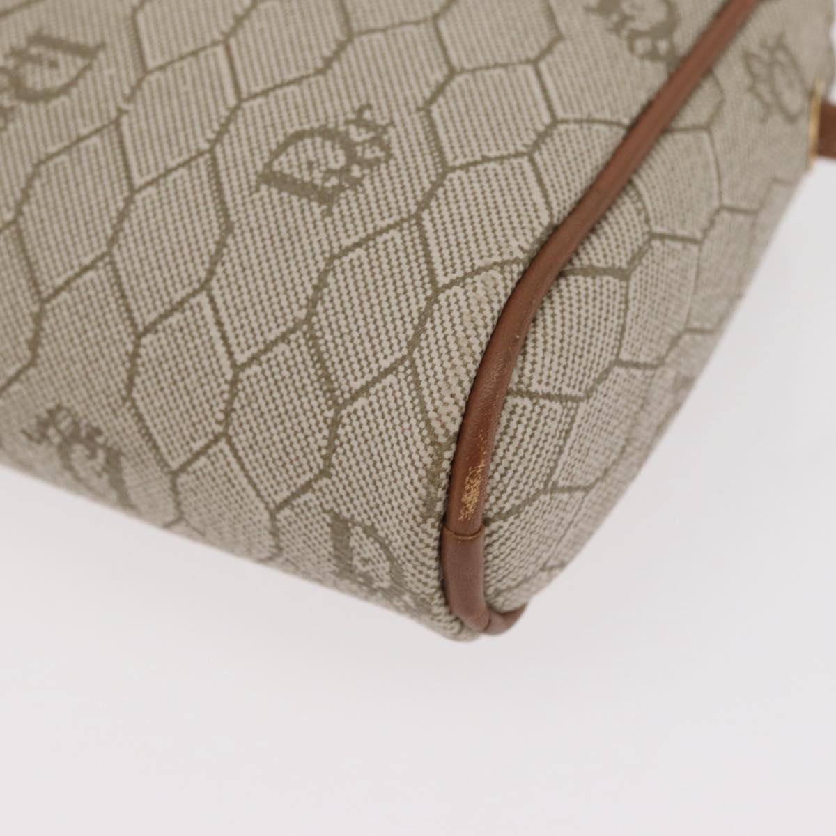 Christian Dior Honeycomb Canvas Shoulder Bag PVC Beige Gold Auth 180013A
