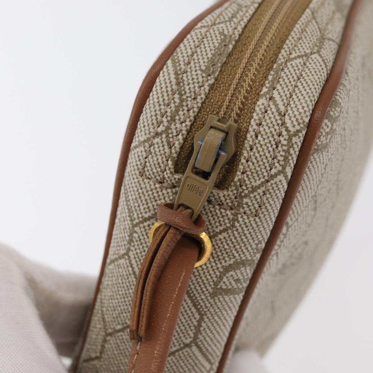 Christian Dior Honeycomb Canvas Shoulder Bag PVC Beige Gold Auth 180013A