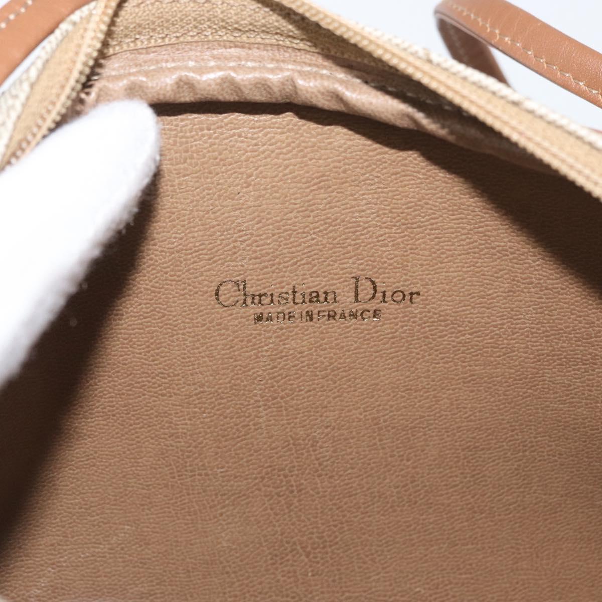 Christian Dior Honeycomb Canvas Shoulder Bag PVC Beige Gold Auth 180013A