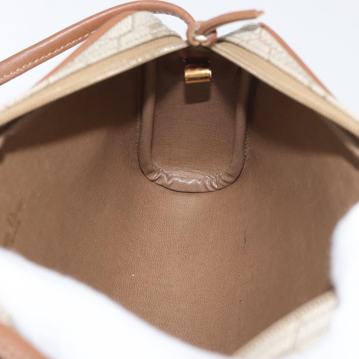 Christian Dior Honeycomb Canvas Shoulder Bag PVC Beige Gold Auth 180013A