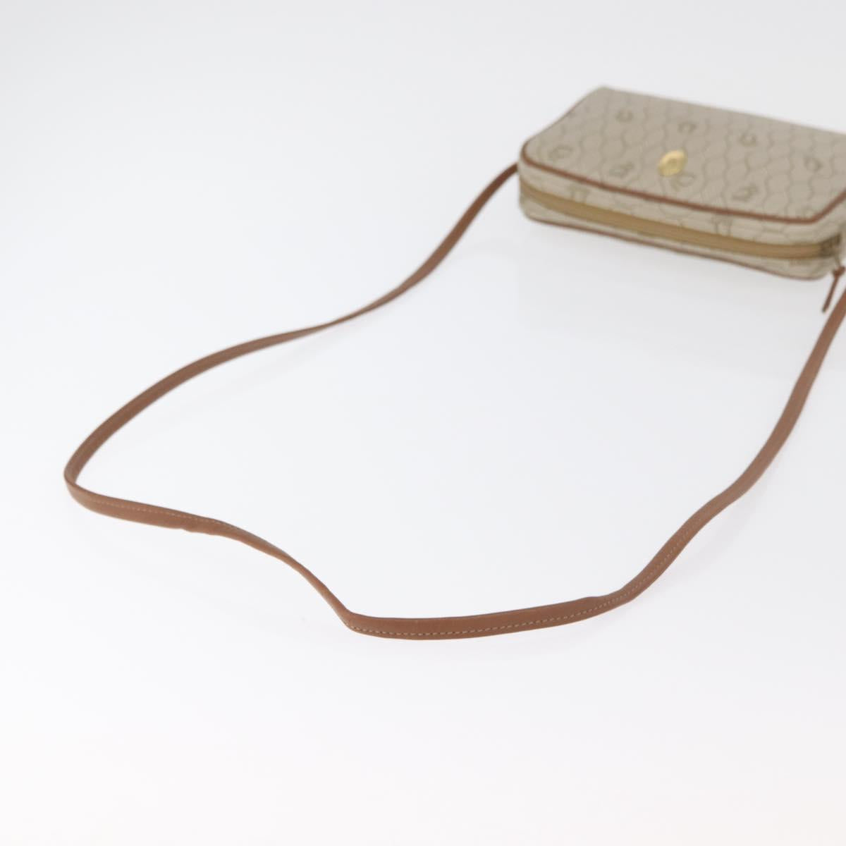 Christian Dior Honeycomb Canvas Shoulder Bag PVC Beige Gold Auth 180013A