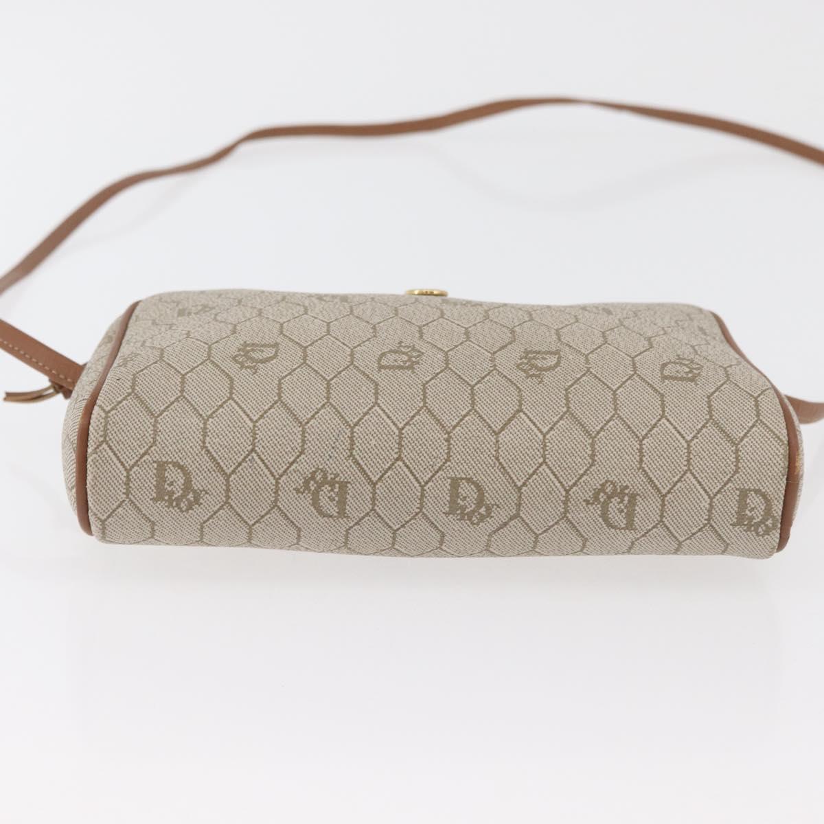 Christian Dior Honeycomb Canvas Shoulder Bag PVC Beige Gold Auth 180013A