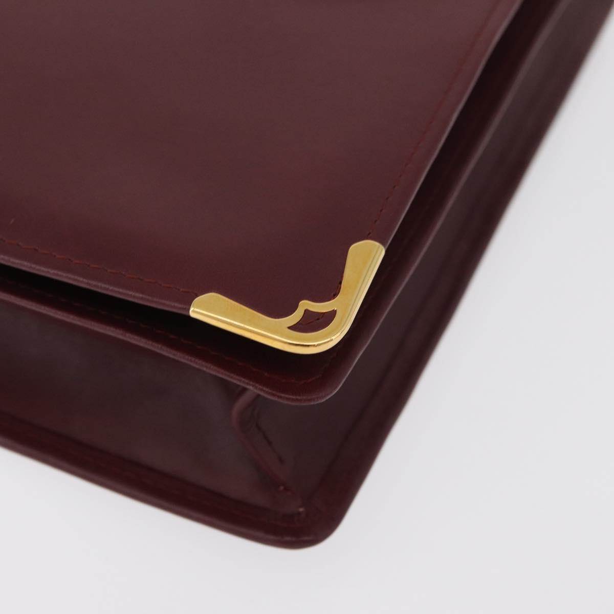 CARTIER Must Line Clutch Bag Leather Bordeaux Gold Auth 180014