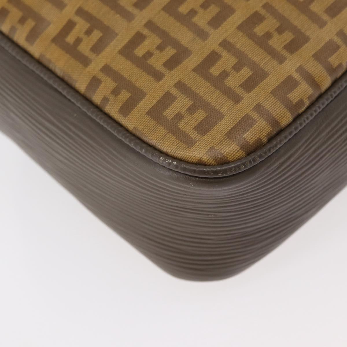FENDI Zucchino Canvas Shoulder Bag Beige Auth 180015