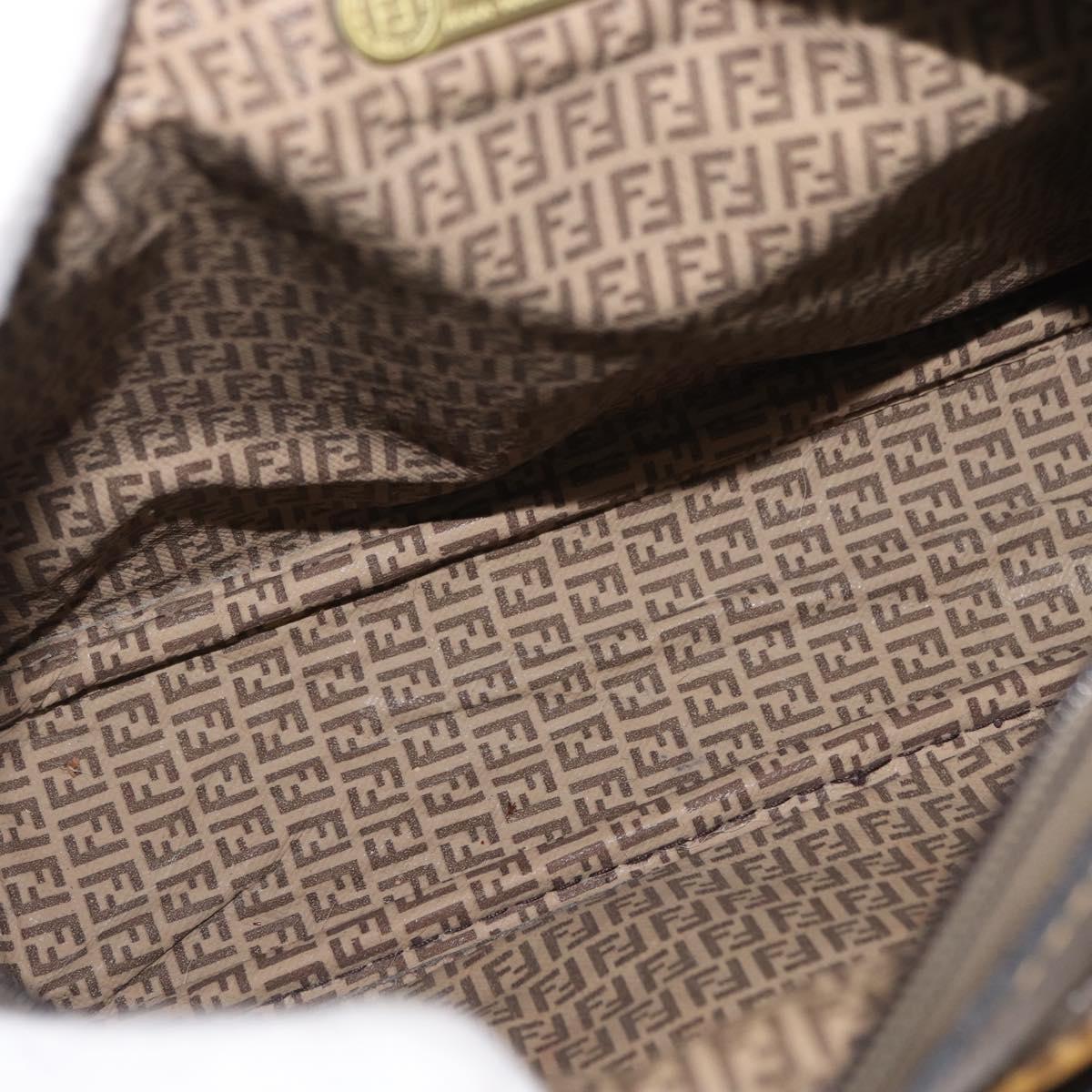 FENDI Zucchino Canvas Shoulder Bag Beige Auth 180015