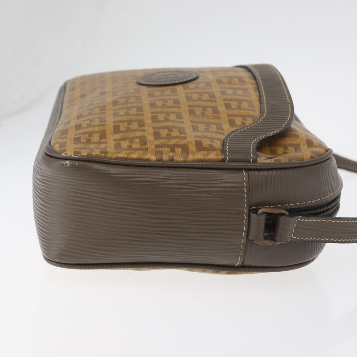 FENDI Zucchino Canvas Shoulder Bag Beige Auth 180015