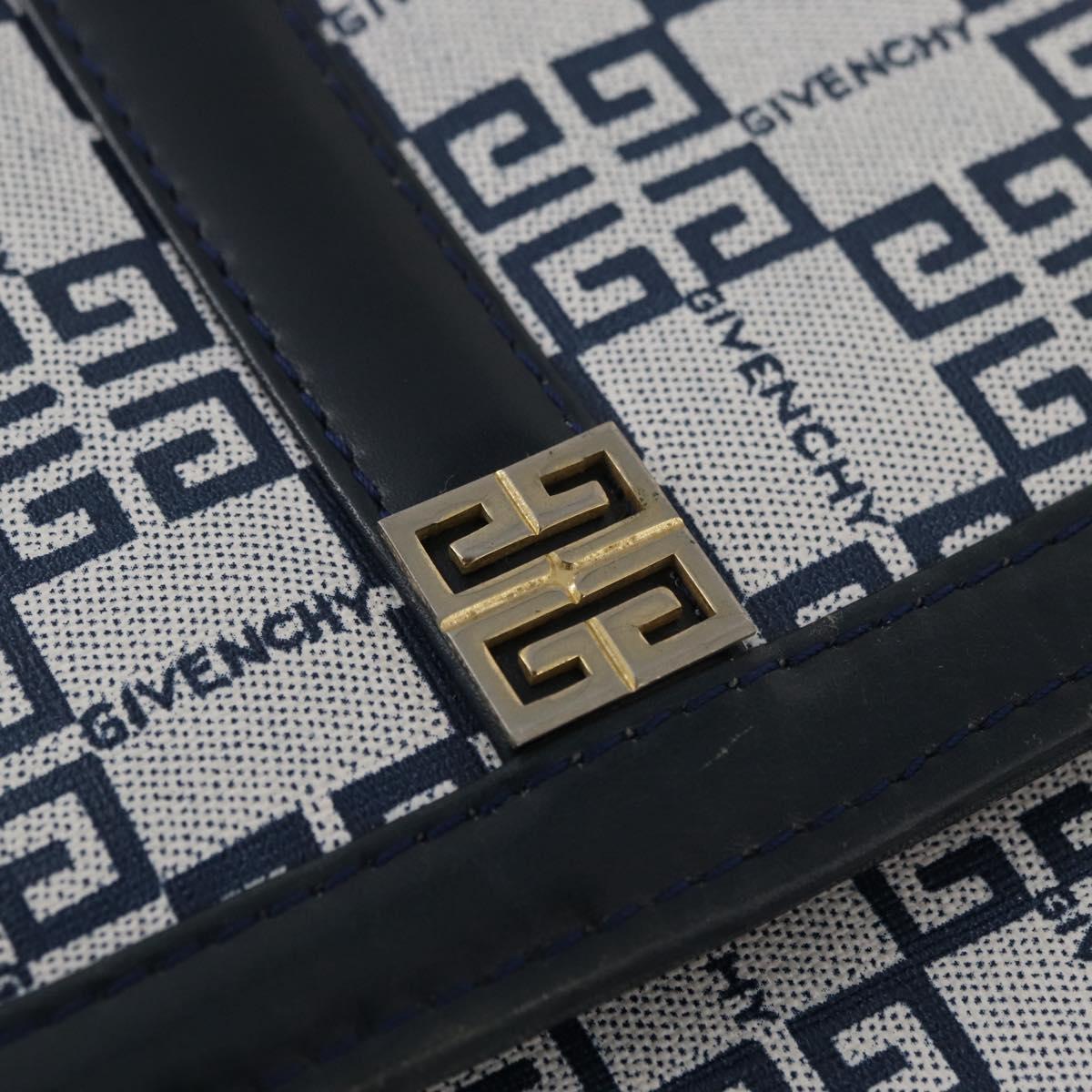 GIVENCHY Shoulder Bag PVC Leather Navy Gold Auth 180016