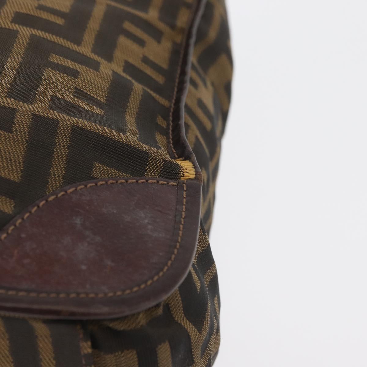 FENDI Zucca Canvas Hand Bag Black Brown Auth 180023