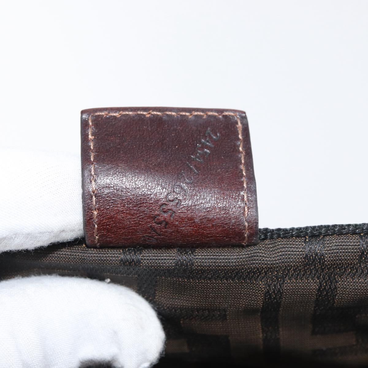 FENDI Zucca Canvas Hand Bag Black Brown Auth 180023