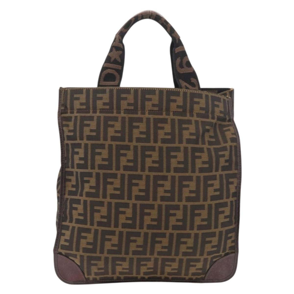 FENDI Zucca Canvas Hand Bag Black Brown Auth 180023