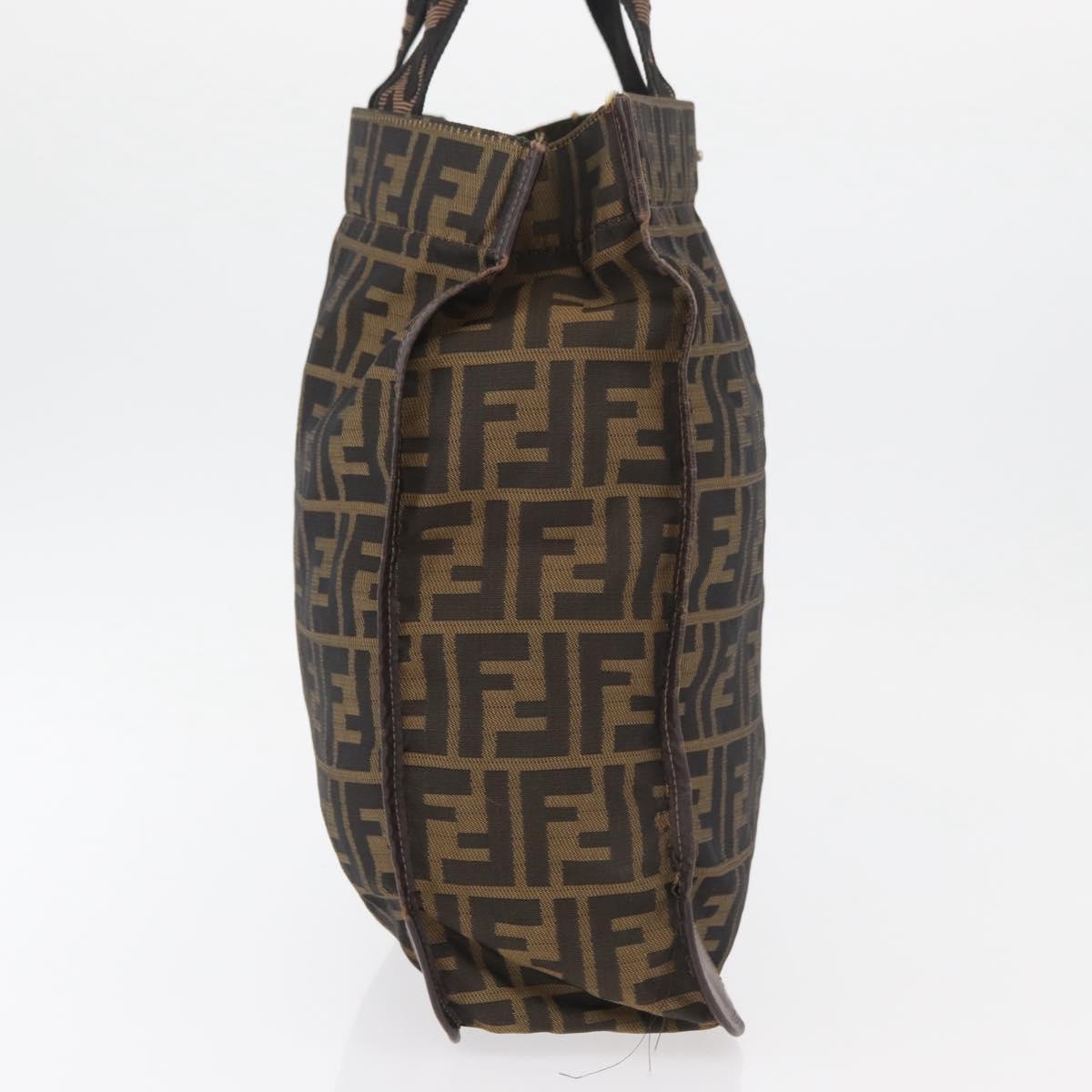 FENDI Zucca Canvas Hand Bag Black Brown Auth 180023
