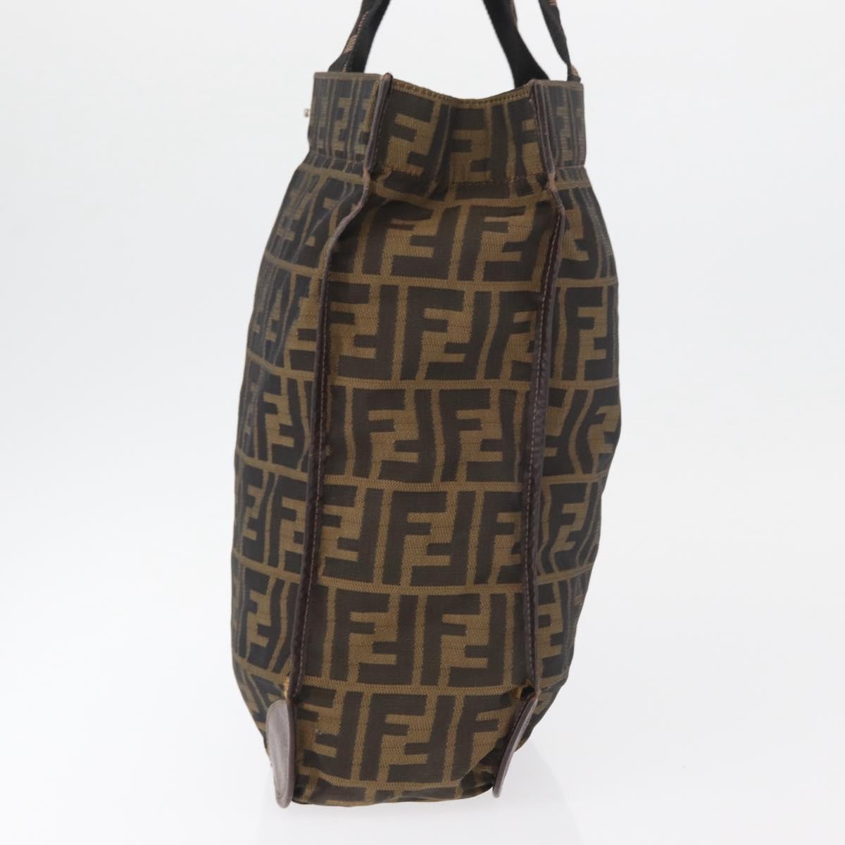 FENDI Zucca Canvas Hand Bag Black Brown Auth 180023
