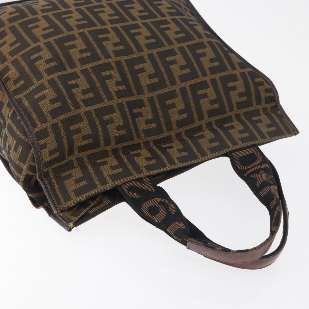 FENDI Zucca Canvas Hand Bag Black Brown Auth 180023