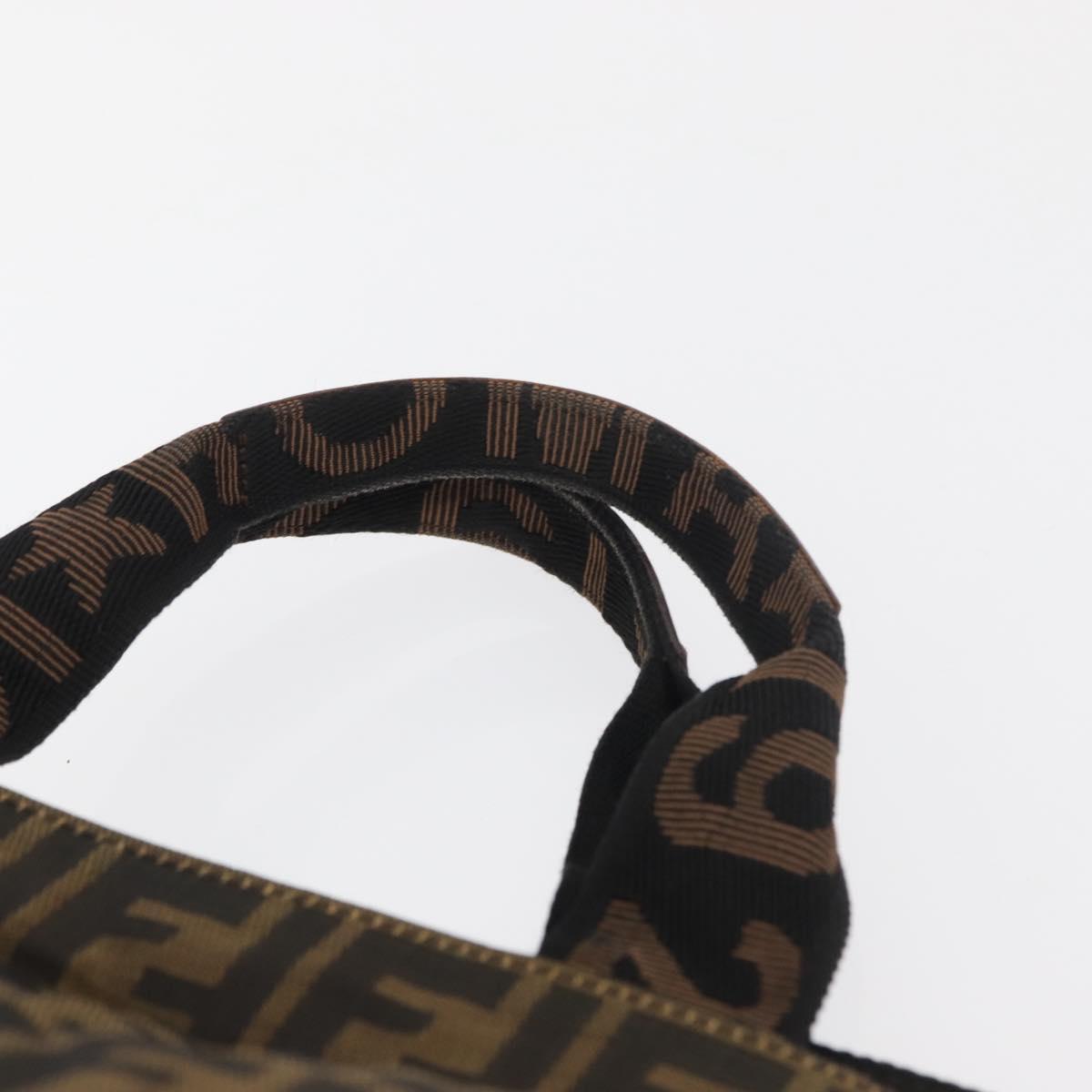 FENDI Zucca Canvas Hand Bag Black Brown Auth 180023