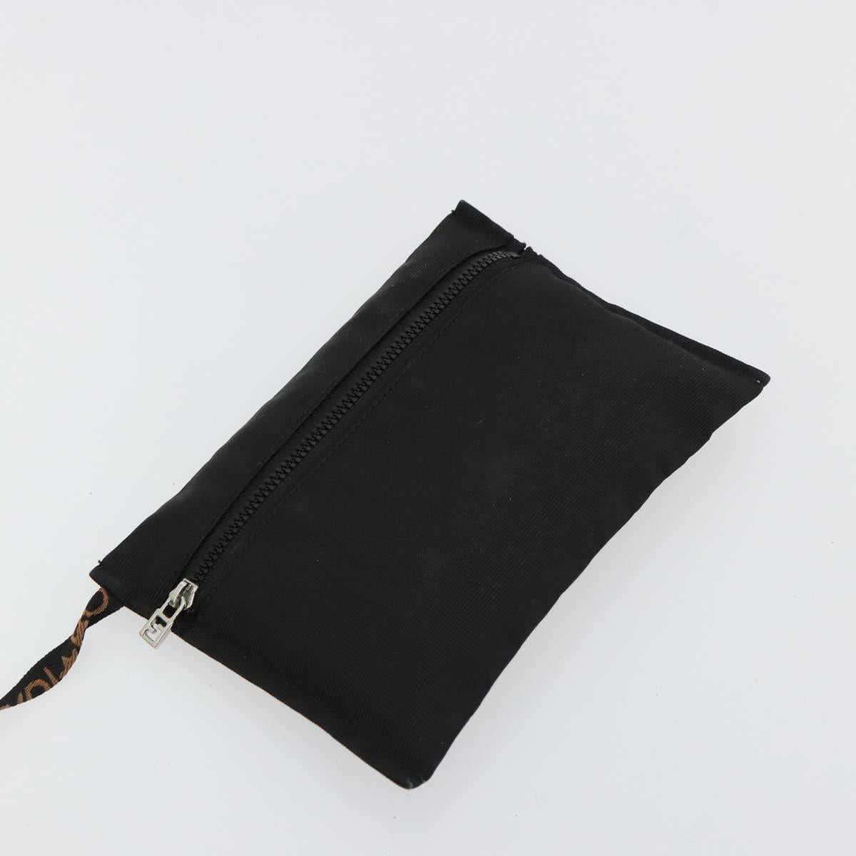 FENDI Shoulder Bag Nylon Black Gold Auth 180024