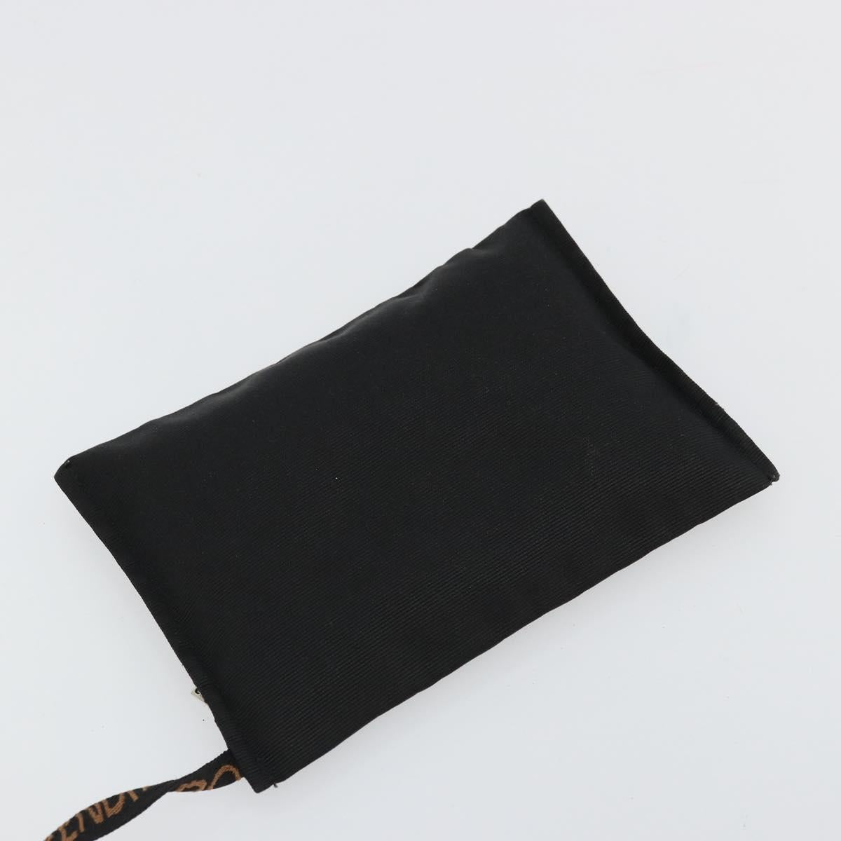 FENDI Shoulder Bag Nylon Black Gold Auth 180024