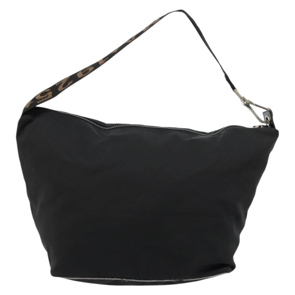 FENDI Shoulder Bag Nylon Black Gold Auth 180024