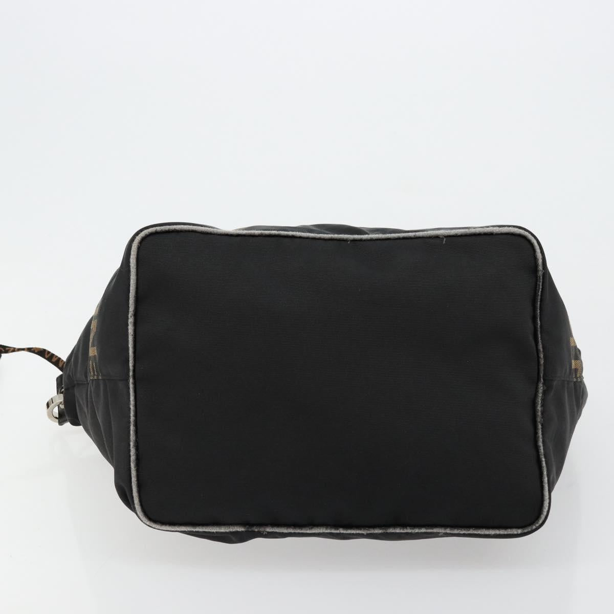 FENDI Shoulder Bag Nylon Black Gold Auth 180024