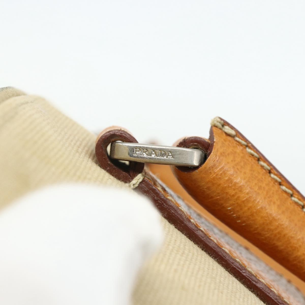 PRADA Hand Bag Canvas Beige Silver Auth 180028