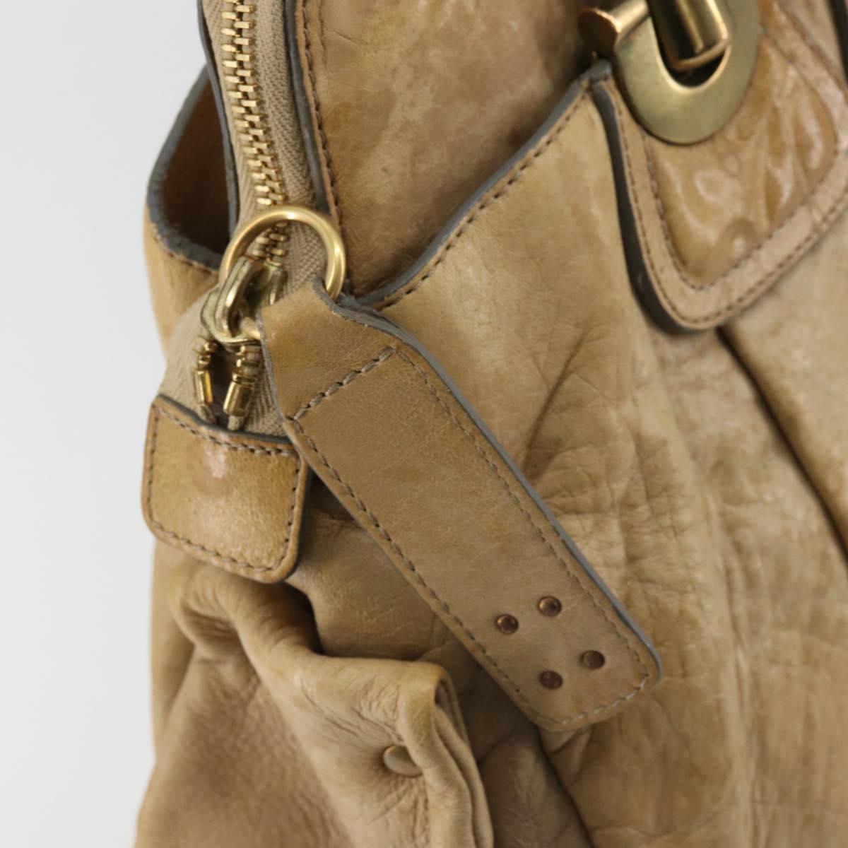 Chloe Hand Bag Leather Beige Gold Auth 180029