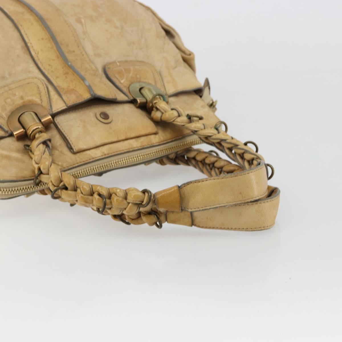 Chloe Hand Bag Leather Beige Gold Auth 180029