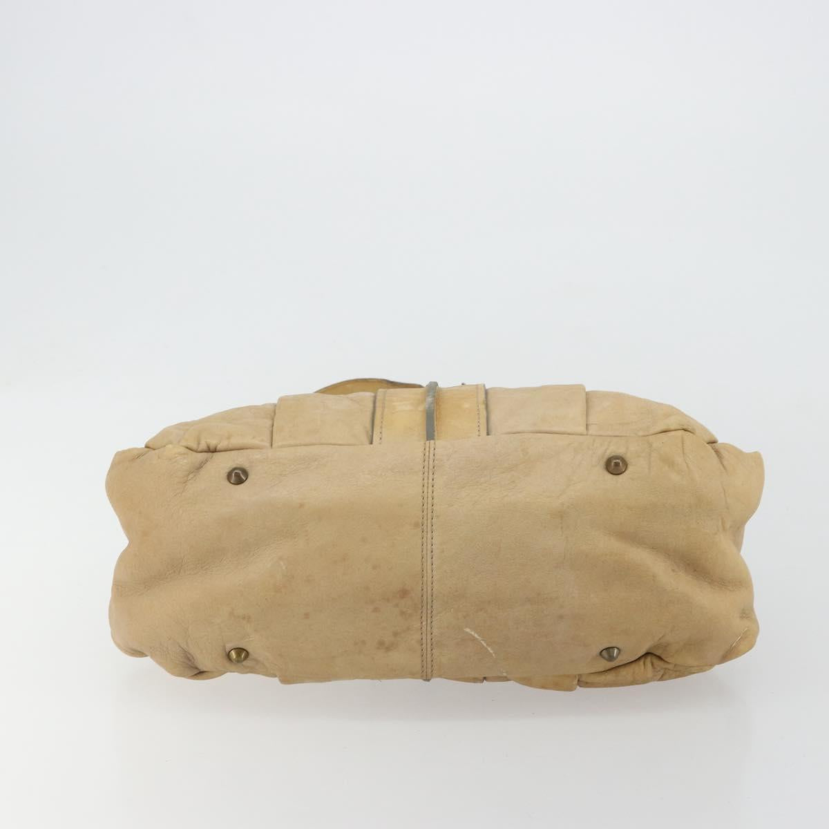 Chloe Hand Bag Leather Beige Gold Auth 180029