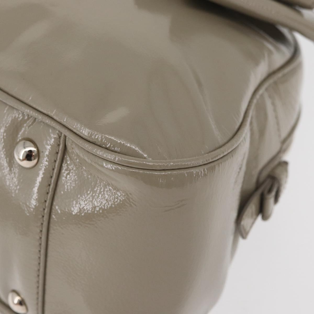 SAINT LAURENT Hand Bag Patent leather Gray Silver Auth 180031A