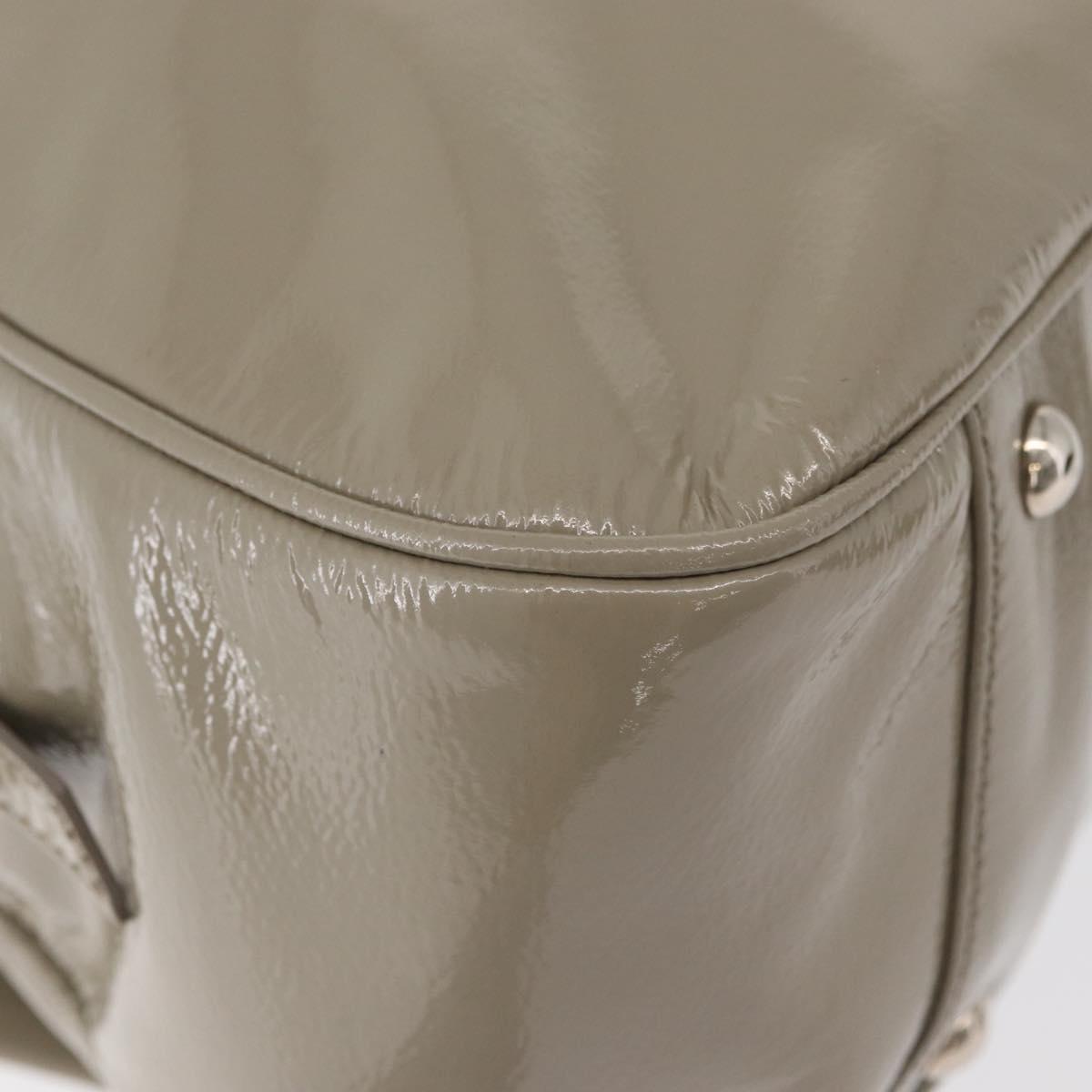 SAINT LAURENT Hand Bag Patent leather Gray Silver Auth 180031A