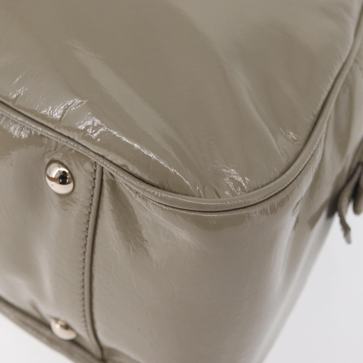 SAINT LAURENT Hand Bag Patent leather Gray Silver Auth 180031A
