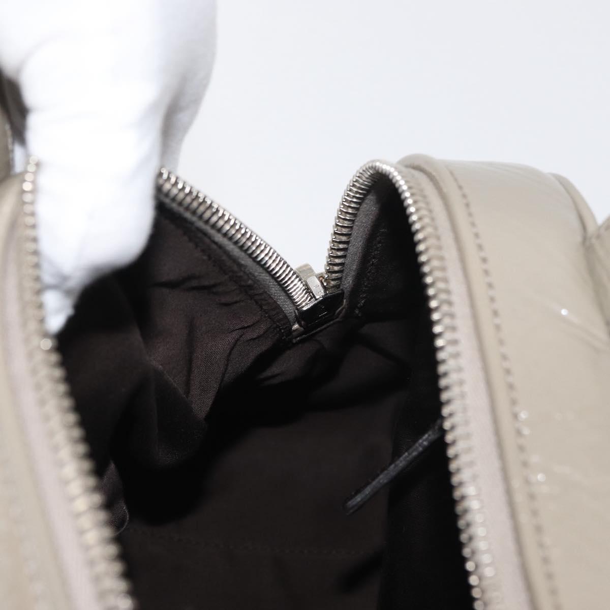 SAINT LAURENT Hand Bag Patent leather Gray Silver Auth 180031A