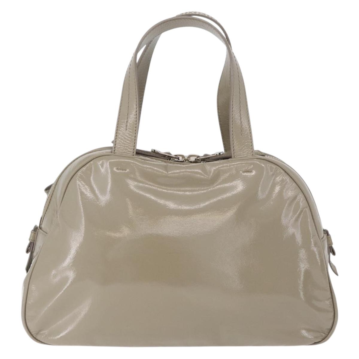SAINT LAURENT Hand Bag Patent leather Gray Silver Auth 180031A