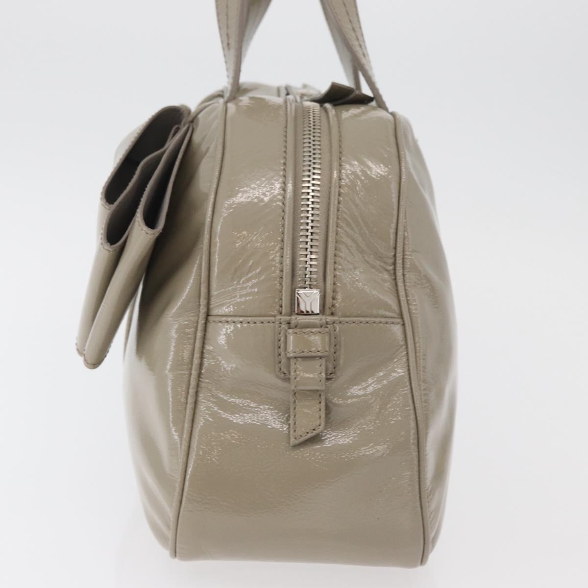 SAINT LAURENT Hand Bag Patent leather Gray Silver Auth 180031A