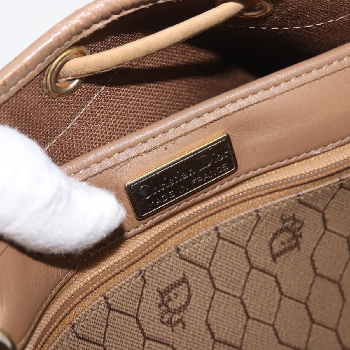 Christian Dior Honeycomb Canvas Shoulder Bag PVC Beige Gold Auth 180032