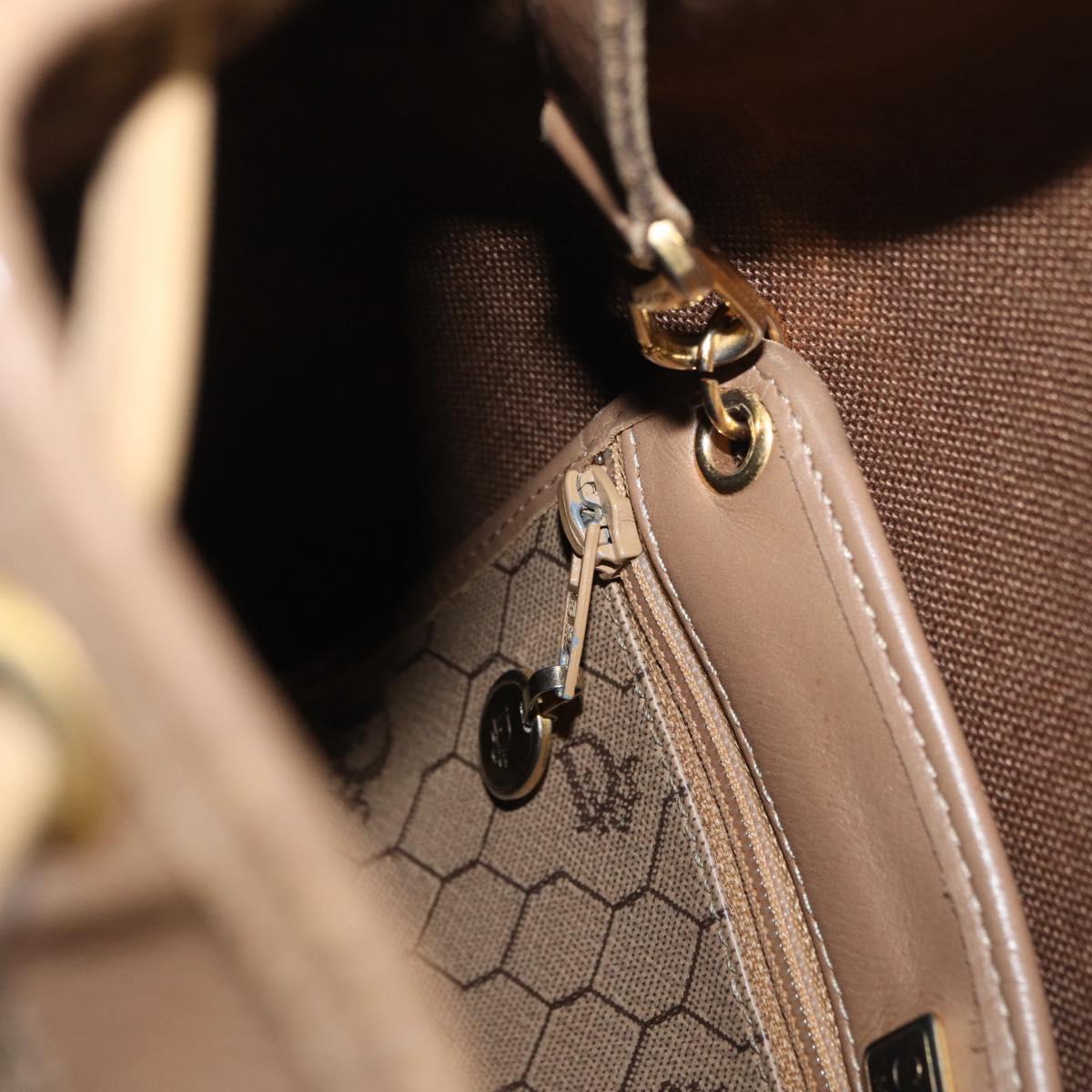 Christian Dior Honeycomb Canvas Shoulder Bag PVC Beige Gold Auth 180032