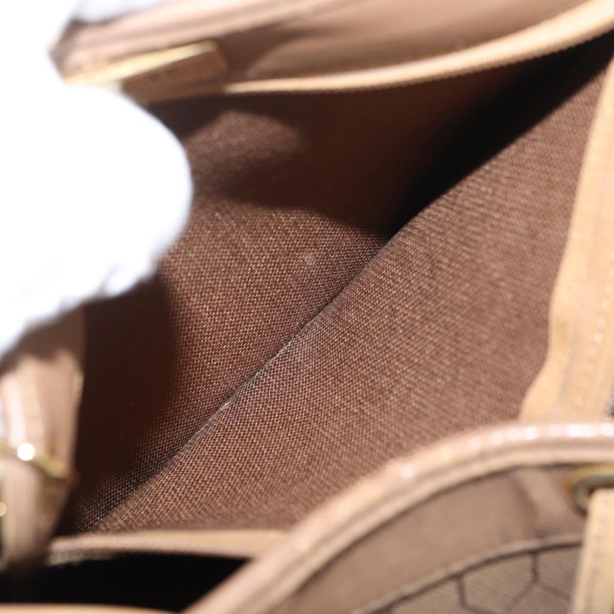 Christian Dior Honeycomb Canvas Shoulder Bag PVC Beige Gold Auth 180032