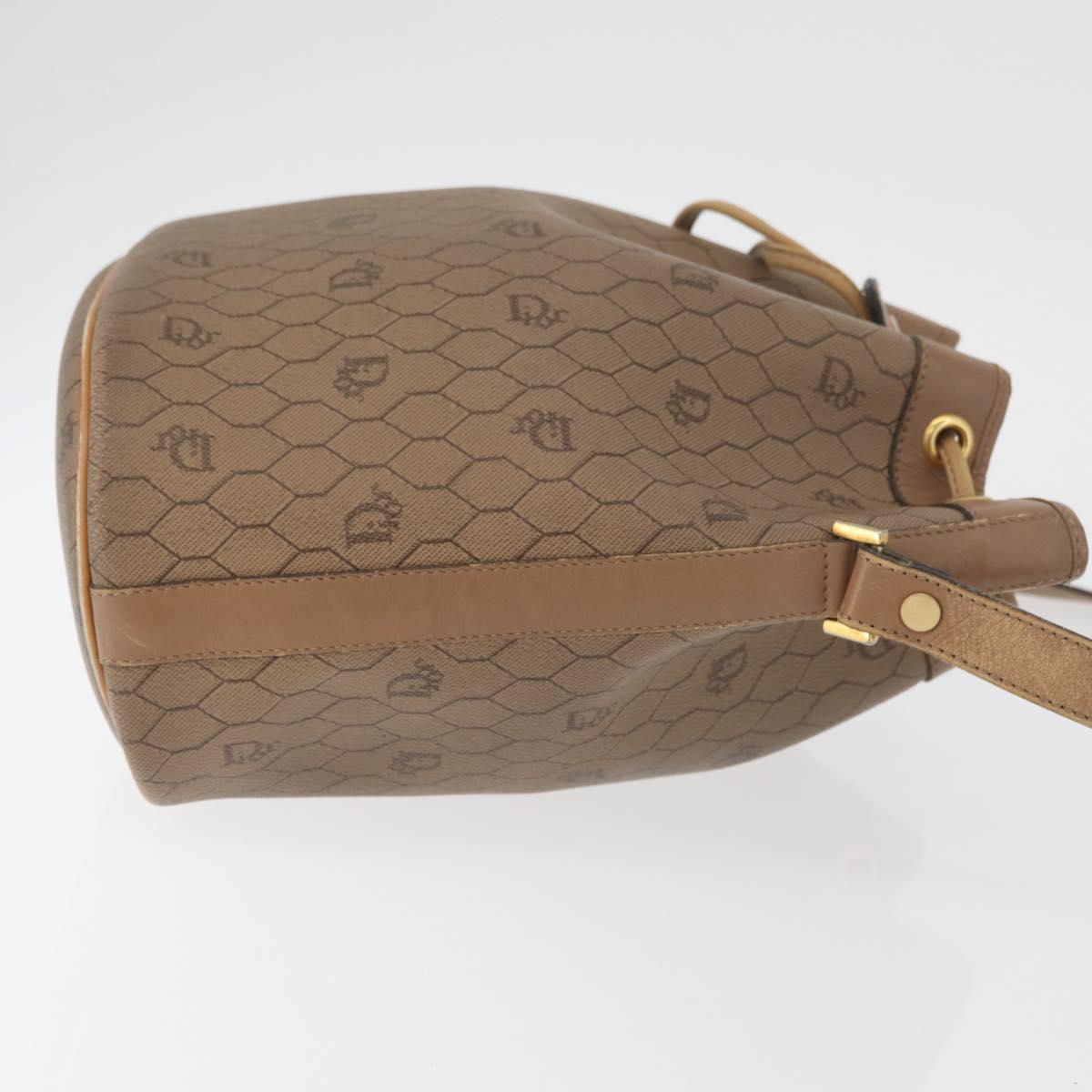 Christian Dior Honeycomb Canvas Shoulder Bag PVC Beige Gold Auth 180032