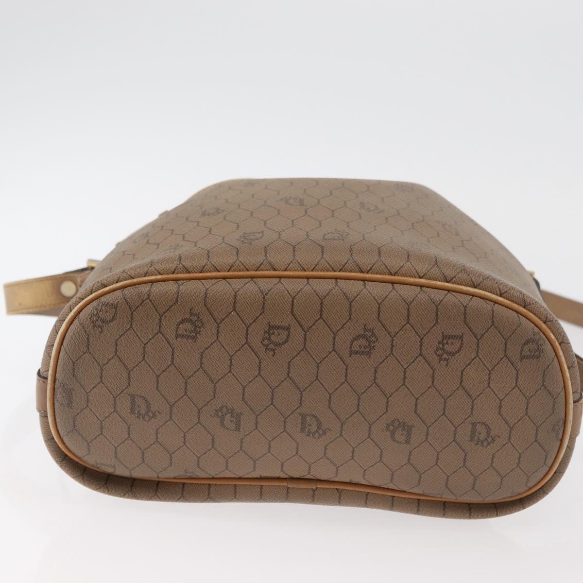 Christian Dior Honeycomb Canvas Shoulder Bag PVC Beige Gold Auth 180032