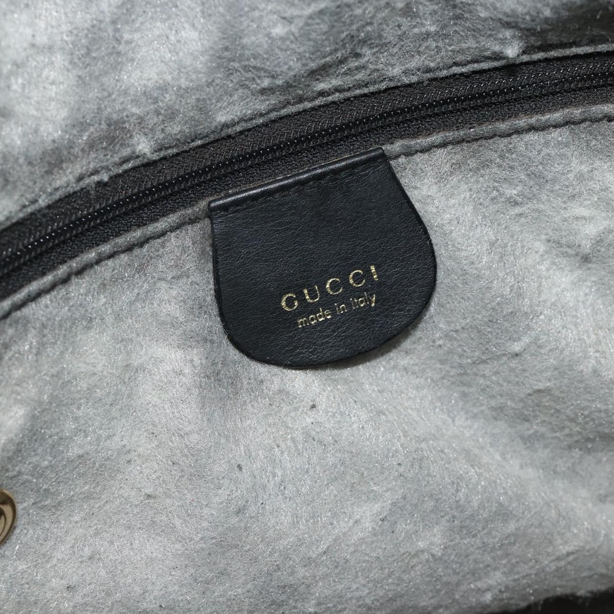 GUCCI Bamboo Shoulder Bag Leather 2way Black Gold 001 1705 1638 Auth 180041