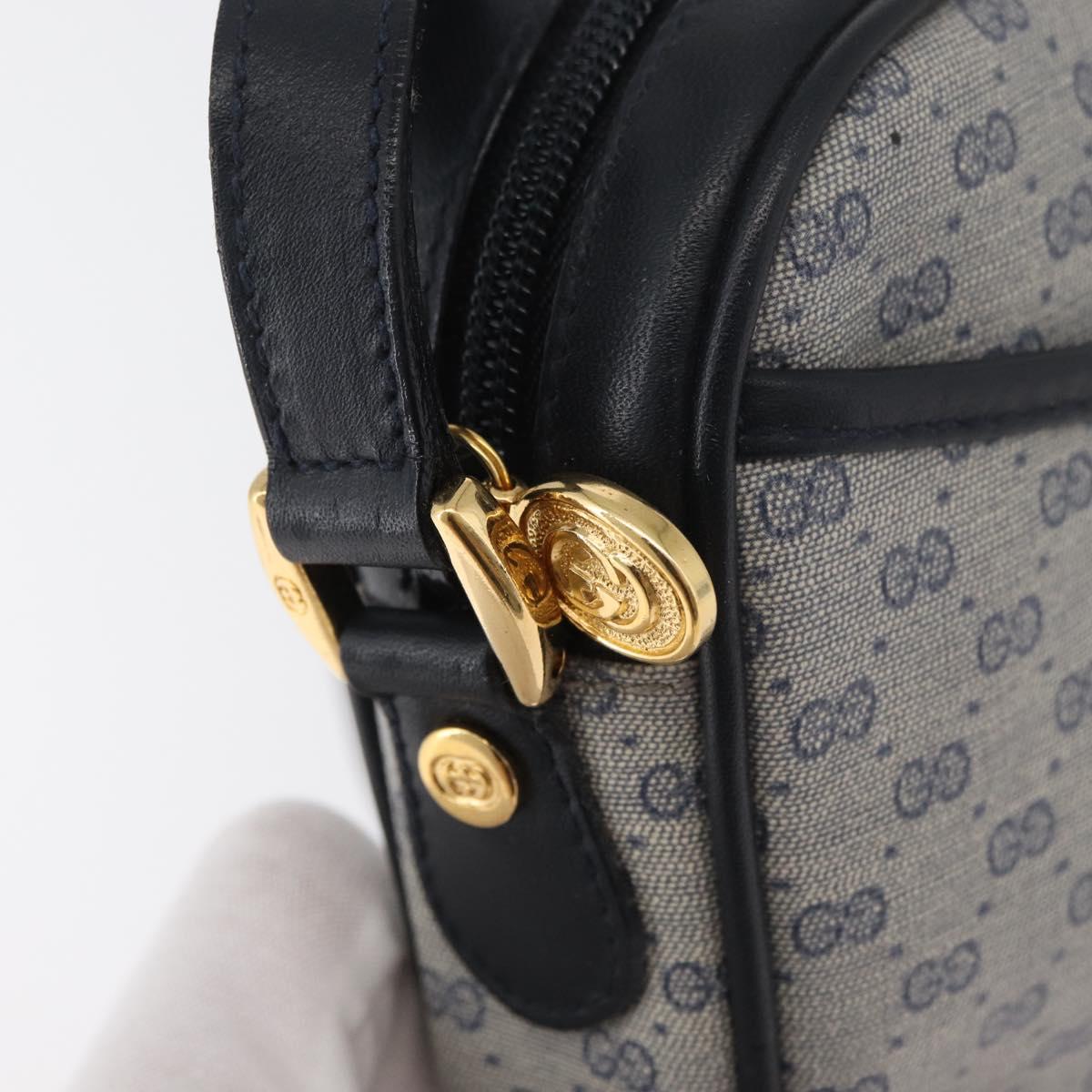 GUCCI Micro GG Supreme Shoulder Bag PVC Navy Gold 007 56 0095 Auth 180046