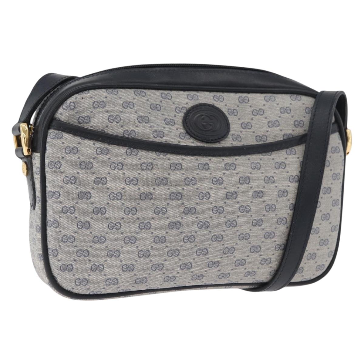 GUCCI Micro GG Supreme Shoulder Bag PVC Navy Gold 007 56 0095 Auth 180046