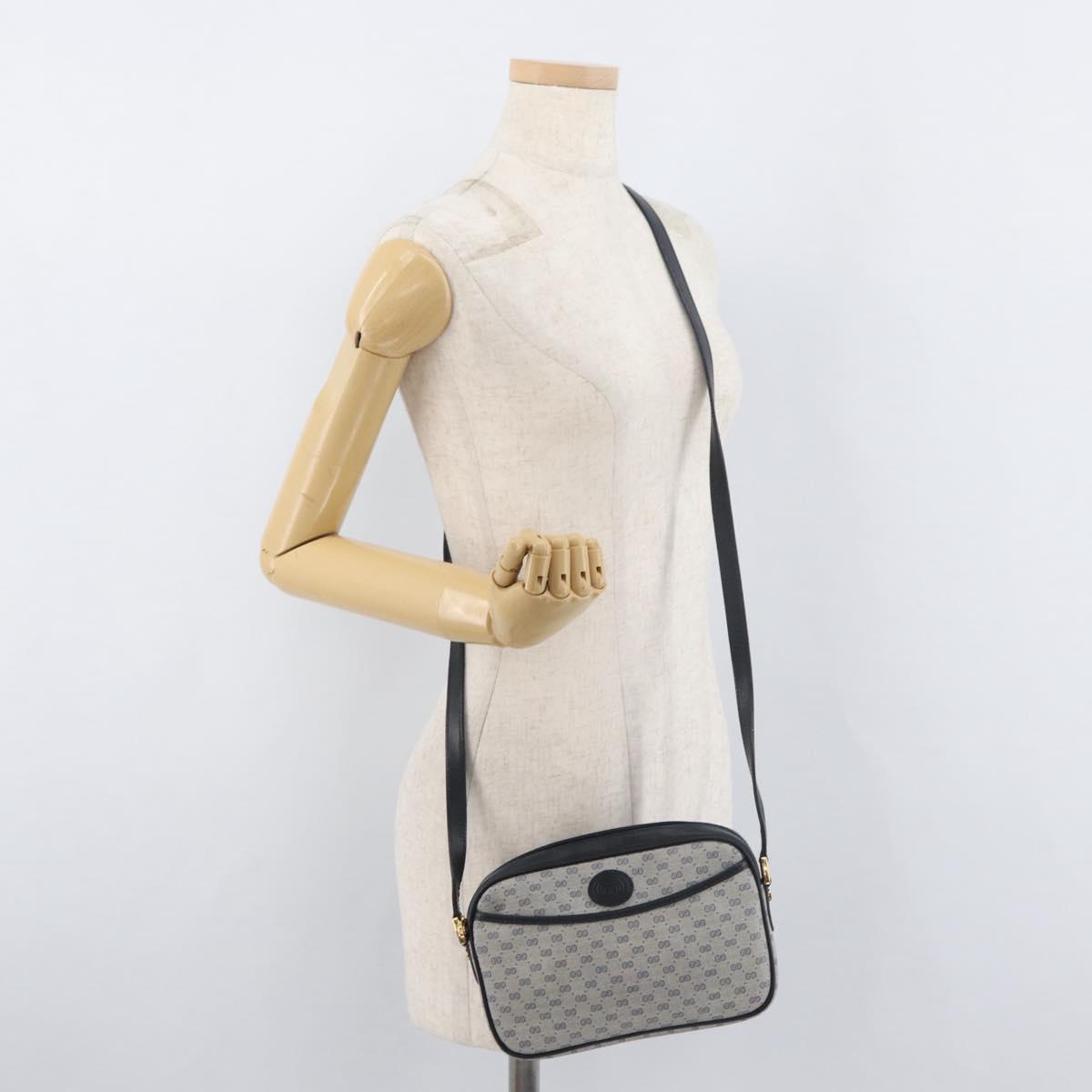 GUCCI Micro GG Supreme Shoulder Bag PVC Navy Gold 007 56 0095 Auth 180046