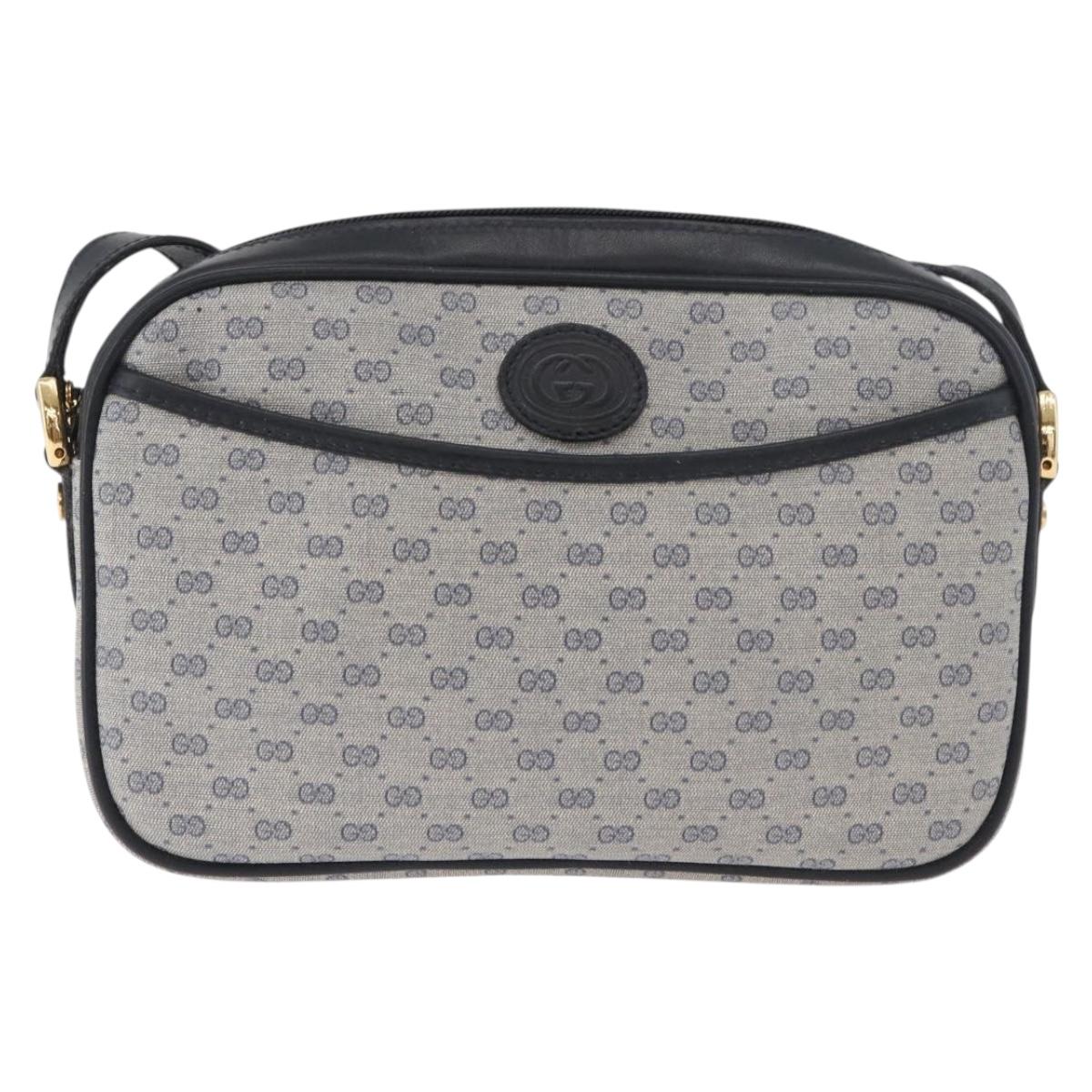 GUCCI Micro GG Supreme Shoulder Bag PVC Navy Gold 007 56 0095 Auth 180046