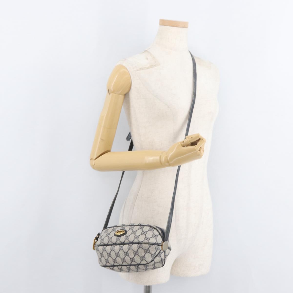 GUCCI GG Supreme Shoulder Bag PVC Navy Gold 001 261 0981 Auth 180048