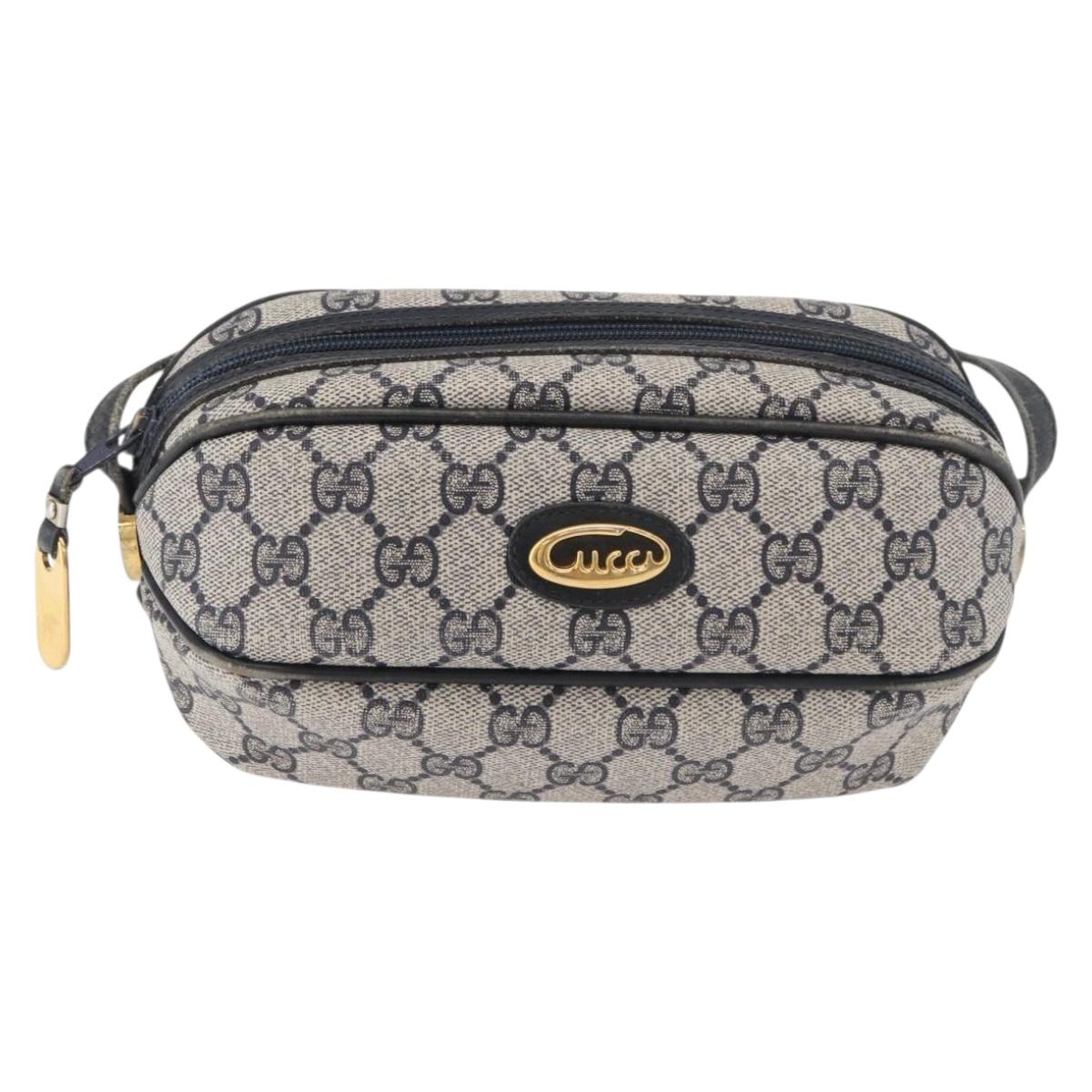 GUCCI GG Supreme Shoulder Bag PVC Navy Gold 001 261 0981 Auth 180048