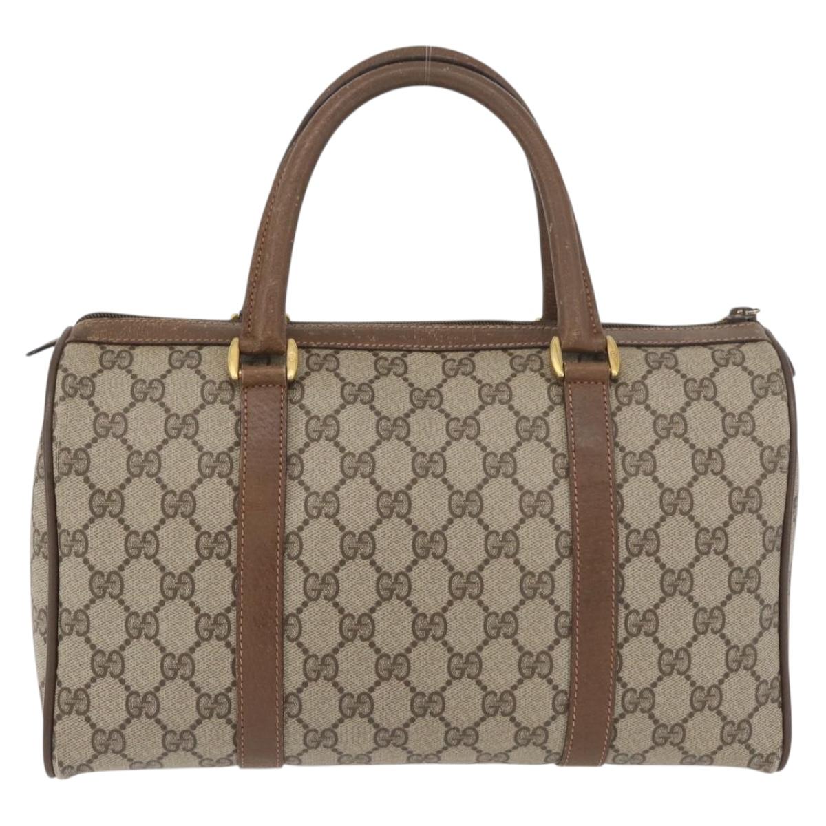 GUCCI GG Supreme Web Sherry Line Hand Bag PVC Beige Red 39 02 007 Auth 180049