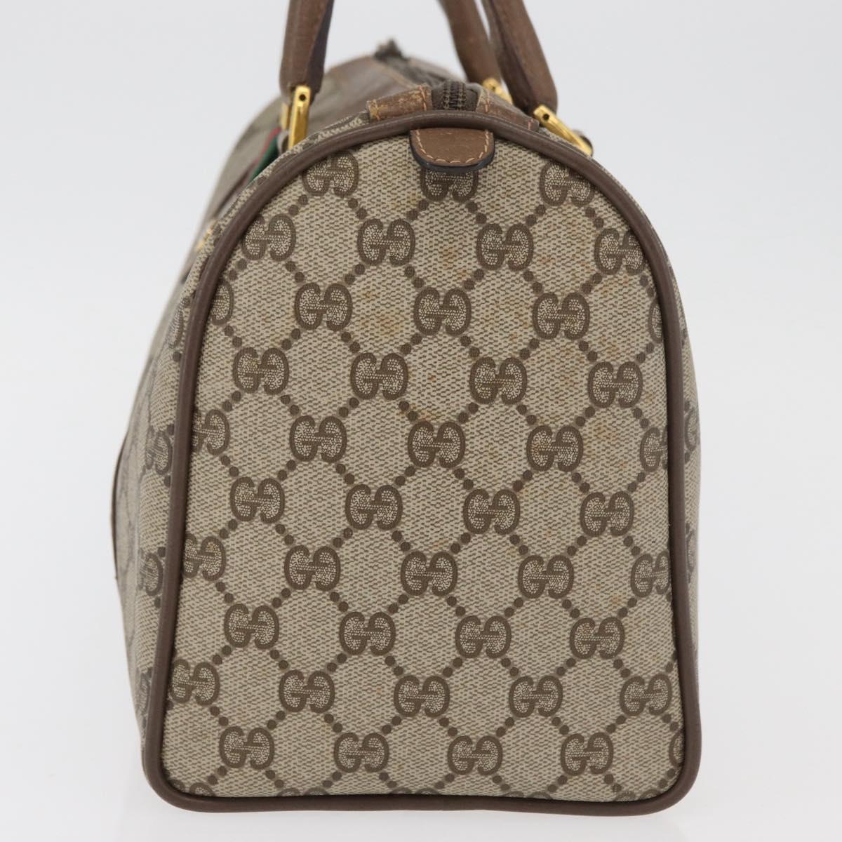 GUCCI GG Supreme Web Sherry Line Hand Bag PVC Beige Red 39 02 007 Auth 180049