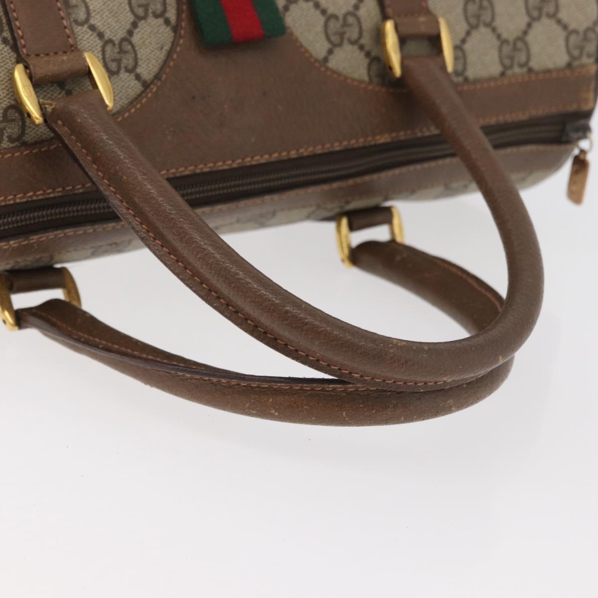 GUCCI GG Supreme Web Sherry Line Hand Bag PVC Beige Red 39 02 007 Auth 180049